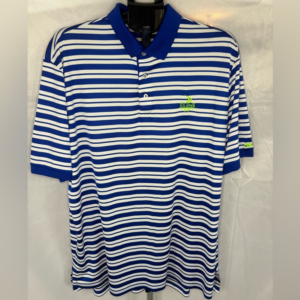 US OPEN 2016 Ralph Lauren Golf Blue and White Striped Polo
